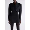 Givenchy Double-breasted Silk-blend Satin-trimmed Wool-twill Blazer In Black