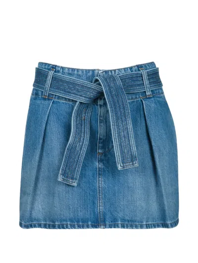 Givenchy Pleated Belted Mini Skirt In Blue