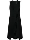 Givenchy Pleated Buttoned Cady Dress In Black