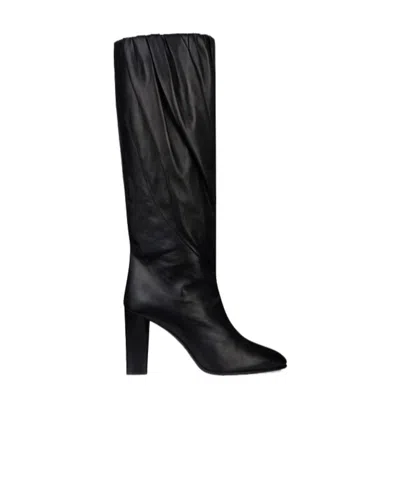 Givenchy Pleated Calf High Boots In Black