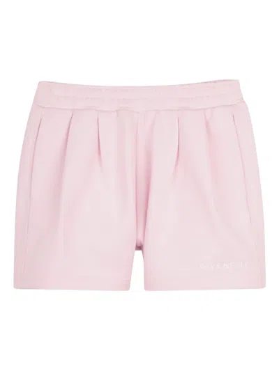 Givenchy Kids' Pleated Cotton Shorts In Pink