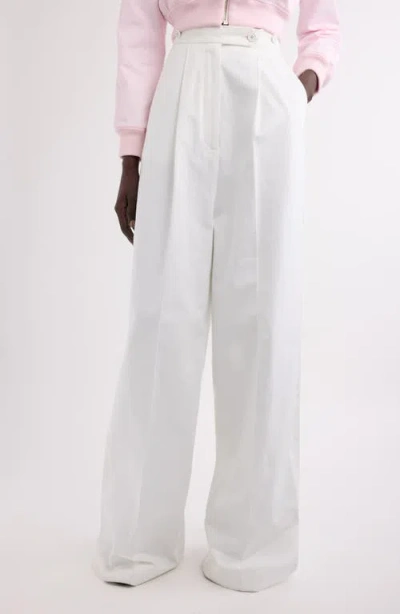 Givenchy Pleated Cotton Wide Leg Pants In White