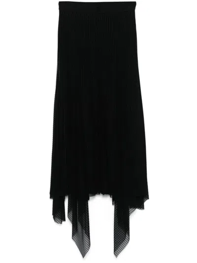 Givenchy Asymmetric Polka Dots Skirt In Tulle In Black