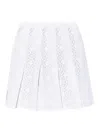 Givenchy Pleated Pointelle Knit Skirt With Ribbed Waistband In White