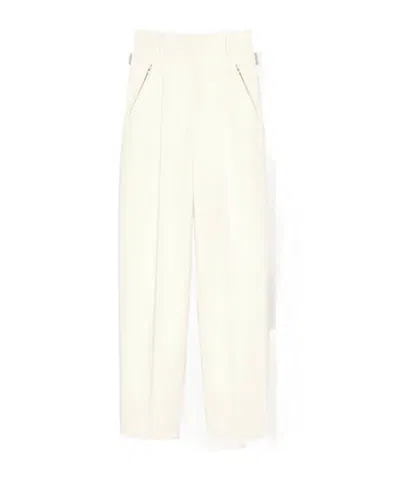 Givenchy Pleated Pants In Cotton And Wool In White