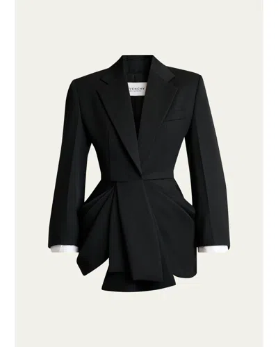 Givenchy Pleated Slim-fit Wool Jacket In Black