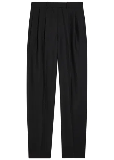 Givenchy Pleated Tapered-leg Wool And Mohair-blend Trousers In Black