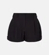 Givenchy Pleated Wool Grain De Poudre Shorts In Black