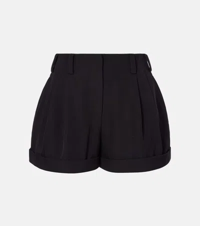 Givenchy Pleated Wool Grain De Poudre Shorts In Black
