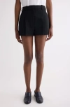 Givenchy Pleated Wool Grain De Poudre Shorts In Black