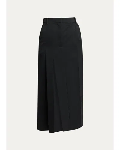 Givenchy Pleated Wool Midi Skirt In Black