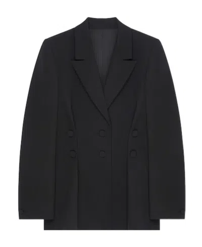 Givenchy Pleated Single-breasted Wool Blazer In Black