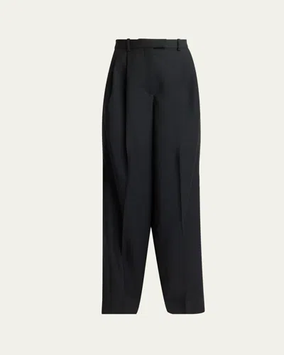 Givenchy Pleated Wool-mohair Tuxedo Pants In Black