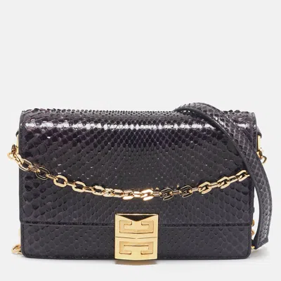 Pre-owned Givenchy Plum Snakeskin 4g Chain Clutch In Purple