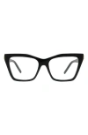 Givenchy Plumeties 55mm Rectangular Optical Glasses In Shiny Black