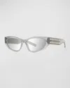 Givenchy Plumeties Crystal & Acetate Cat-eye Sunglasses In Gray