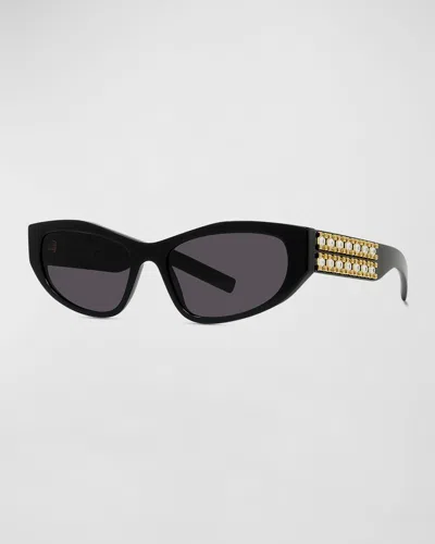 Givenchy Plumeties Crystal & Acetate Cat-eye Sunglasses In Black