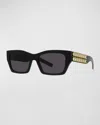 Givenchy Plumeties Crystal & Acetate Rectangle Sunglasses In Sblk Smk