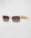 Givenchy Plumeties Crystal & Acetate Rectangle Sunglasses In Neutral