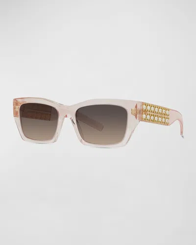 Givenchy Plumeties Crystal & Acetate Rectangle Sunglasses In Spk Smkg