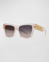 Givenchy Plumeties Crystal & Acetate Square Sunglasses In Spk Smkg