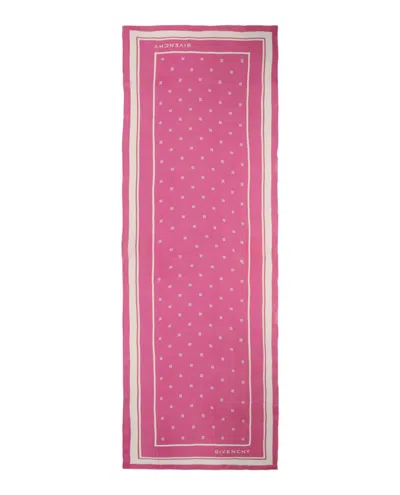 Givenchy Plumetis Oblong Scarf With 4g Logo Border In Pink
