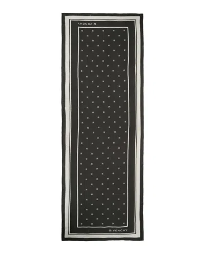 Givenchy Plumetis Oblong Scarf With Signature 4g Logo Border In Black