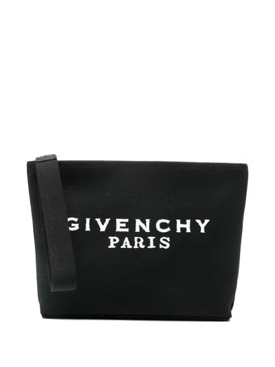 Givenchy Canvas Pouch With Zip In Black