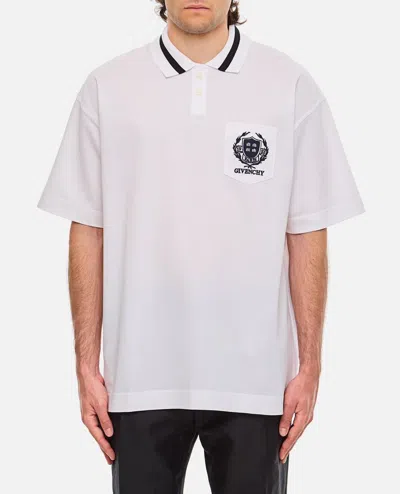 Givenchy Crest Polo Shirt In Cotton In White