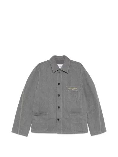 Givenchy Pocket Cotton Shirt Jacket In Gray