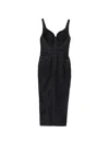 Givenchy Womens Dark Blue Contrast-stitch Panelled Denim Midi Dress In Black