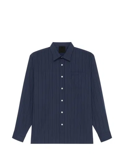 Givenchy Pocket Striped Shirt In Blue