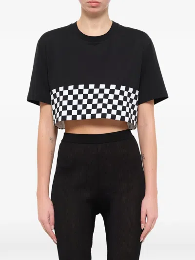 Givenchy Podium Checkerboard Crop T-shirt In Black
