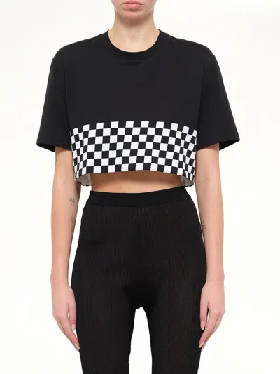 Givenchy Podium Checkerboard Crop T-shirt In Black