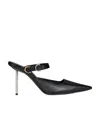 Givenchy Open Back Pointed Toe Sandals With Textured Heel In Black