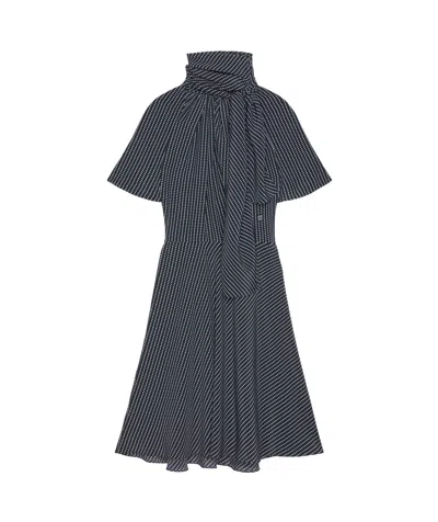 Givenchy Pussy-bow Polka-dot Silk Mini Dress In Black