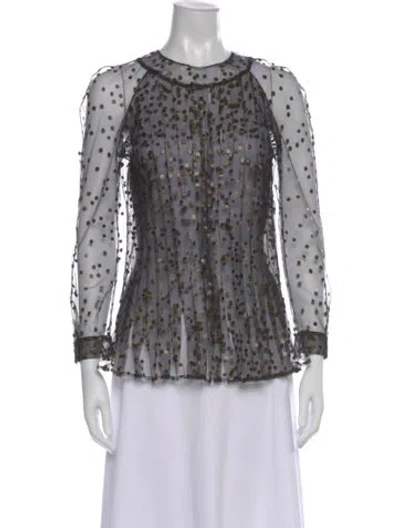 Pre-owned Givenchy Polka Dot Print Crew Neck Top In Black