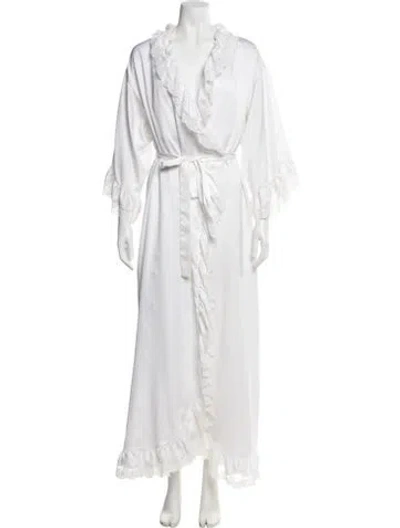 Pre-owned Givenchy Polka Dot Print Lace Trim Embellishment Nightgown In White