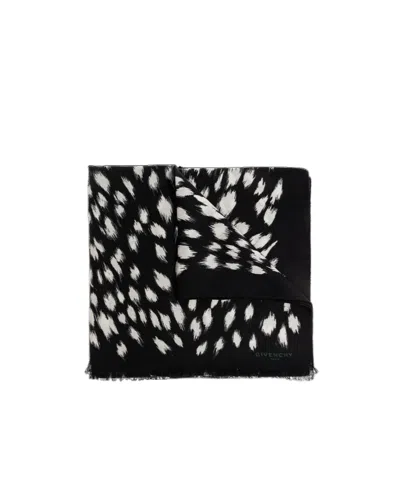 Givenchy Polka Dot Printed Frayed Edge Scarf In Black