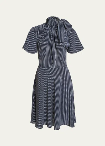 Givenchy Pussy-bow Polka-dot Silk Mini Dress In Black