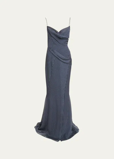 Givenchy Long Dress Open Back In Navy White