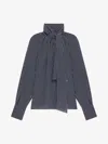 Givenchy Polka Dots Blouse In Silk With Lavallière And 4g Detail In Blue