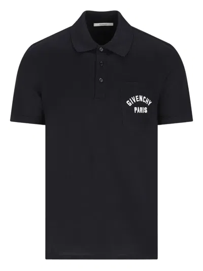 Givenchy Cotton Polo With Front Pocket In Blue
