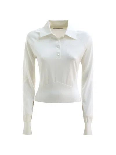 Givenchy Polo In Cotton And Silk In White