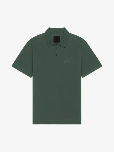 Givenchy Polo In Cotton With  Signature In Green
