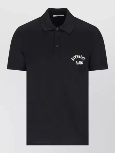 Givenchy Polo Shirt Pointed Collar Front Chest Pocket In Black