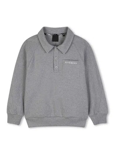 Givenchy Kids' Polo Shirt With Embroidered Logo In Grey