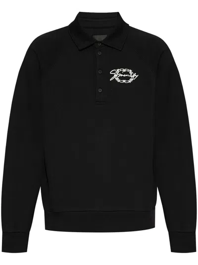 GIVENCHY POLO-STYLE SWEATSHIRT IN BRUSHED FABRIC WITH GIVENCHY MEDAL.