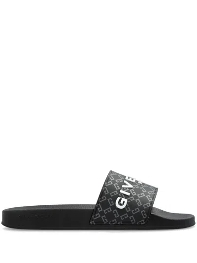 Givenchy Mens Monogram-pattern Rubber Slides Black Eur 42 / 8 Uk