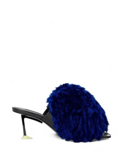Givenchy Pompom Mules In Patent Leather And Knit In Multi